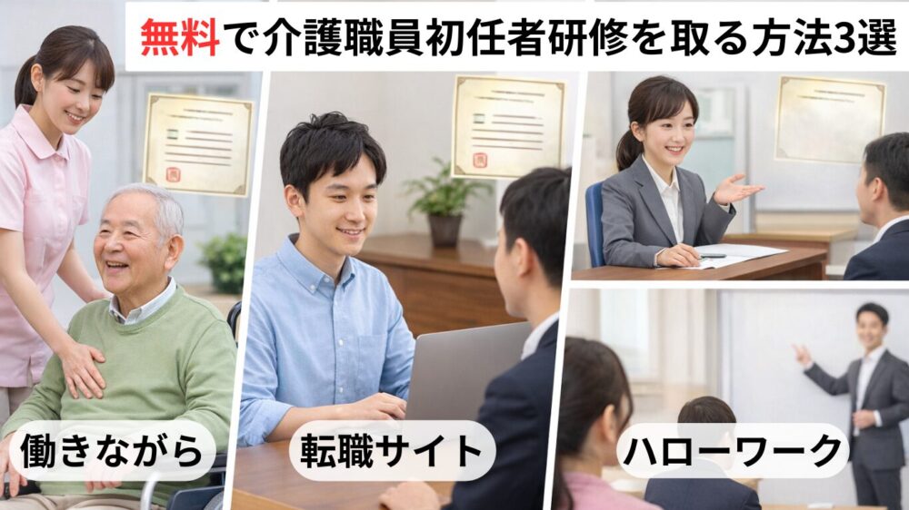 無料で介護職員初任者研修を取る方法3選の図解