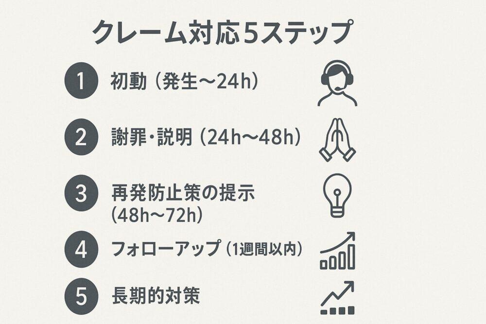 介護現場のクレーム対応【5ステップ】:時間軸に沿って解説