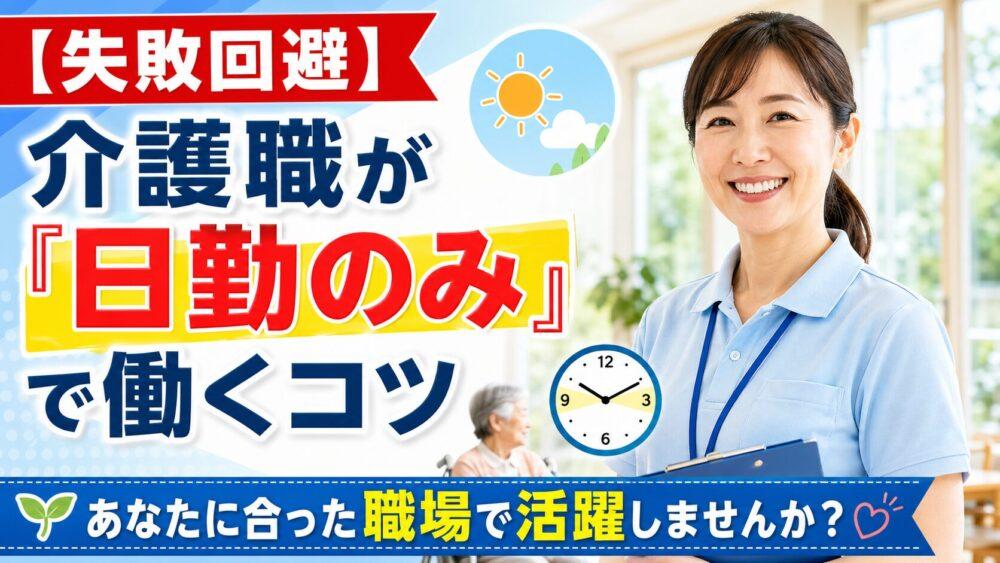 【失敗回避】介護職が「日勤のみ」で働くコツ｜あなたに合った職場で活躍しませんか？