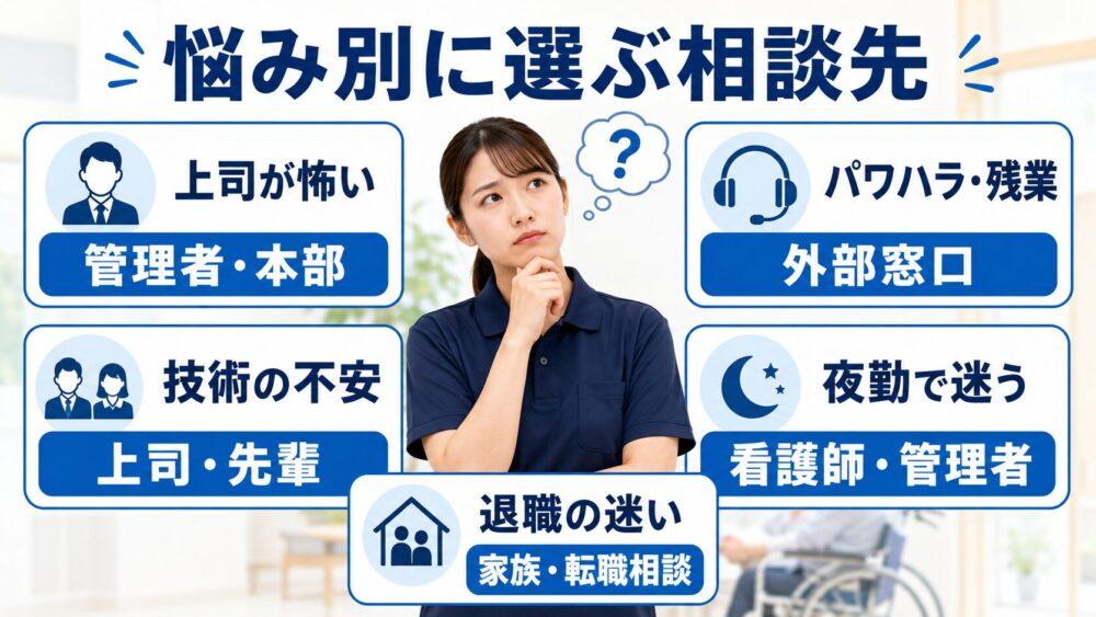 悩み別に選ぶ相談先を説明する画像