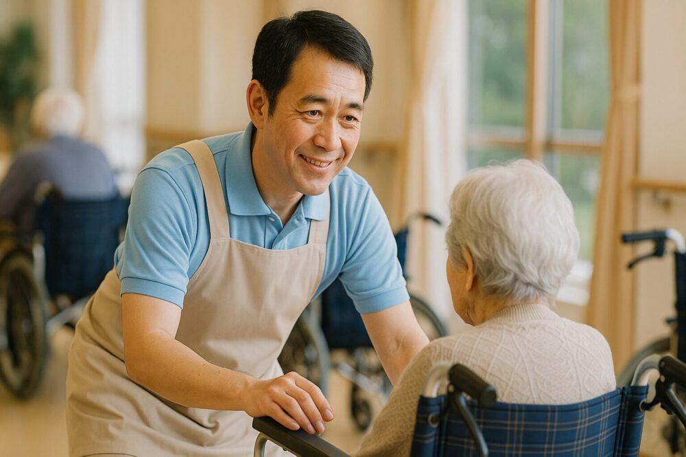 介護現場で活躍する40代の介護士のイメージ画像