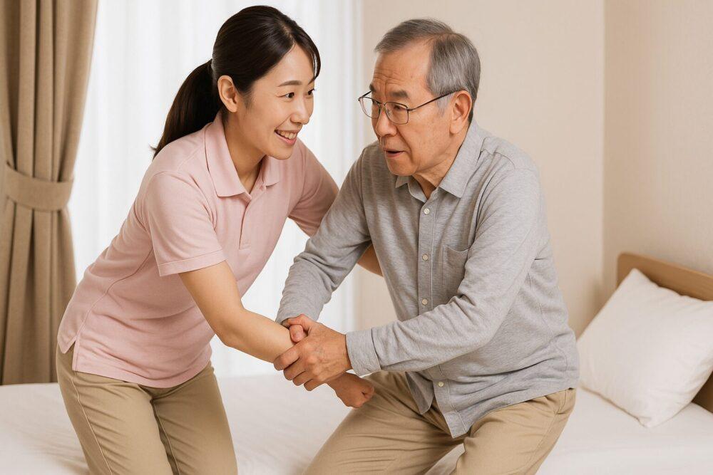 ゆっくり・一動作ずつ・数える介護士