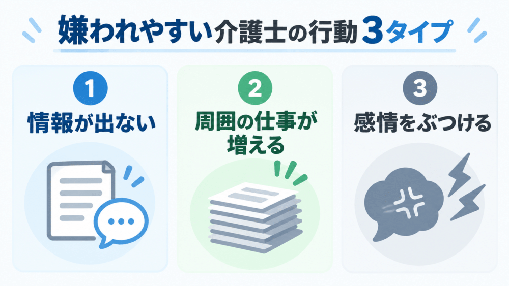 嫌われやすい介護士の行動3タイプ
