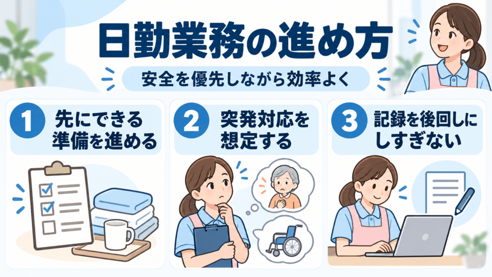 日勤業務が忙しいときに意識したい3つのこと