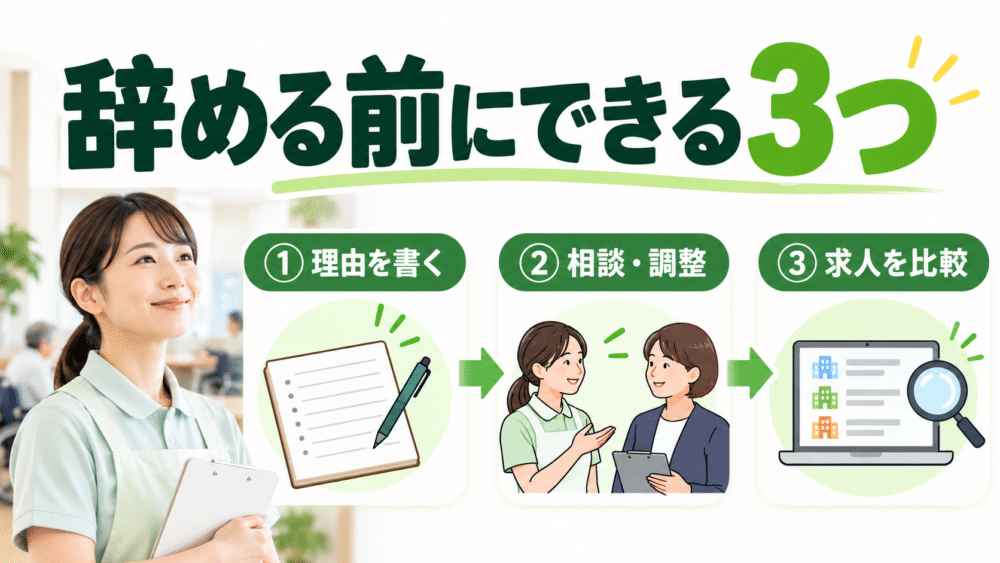 介護職を辞めたいとき、退職前にできる3つのこと