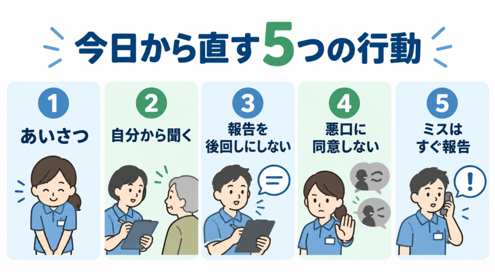 介護士が今日から改善できる5つの行動