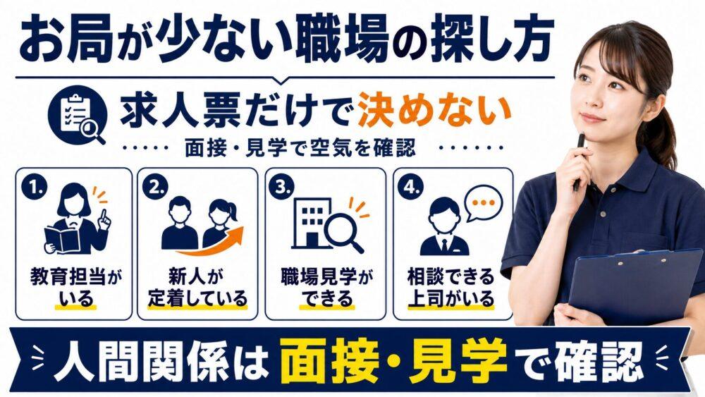 お局が少ない職場の探し方を説明する画像