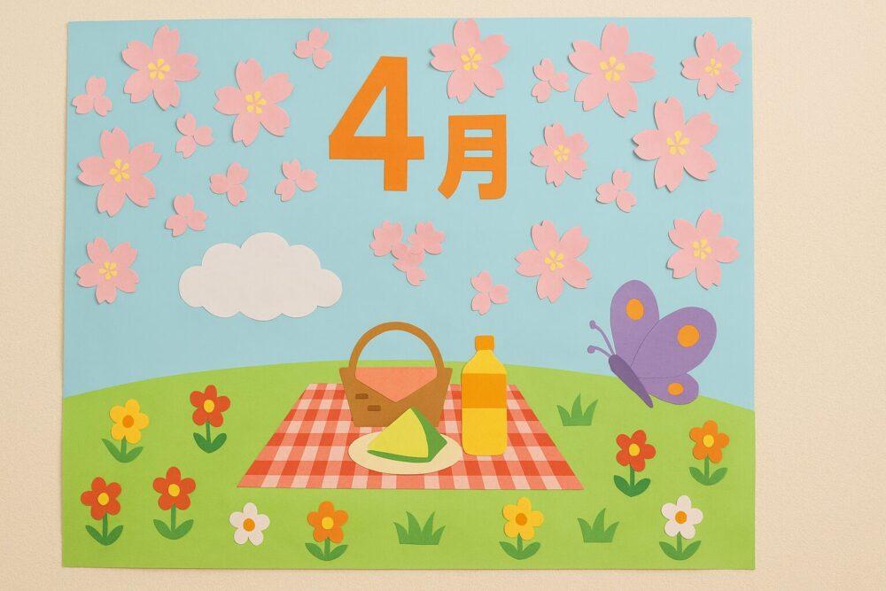 介護施設4月の壁飾り：春のピクニック