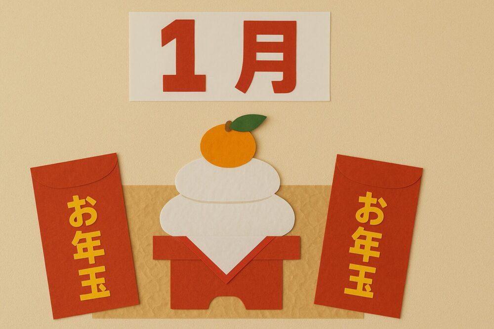 介護施設1月の壁飾りお正月②「鏡餅」