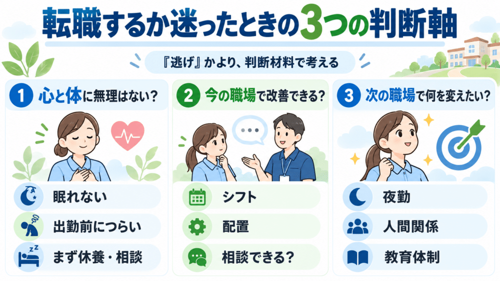 【転職するか迷ったときの3つの判断軸】