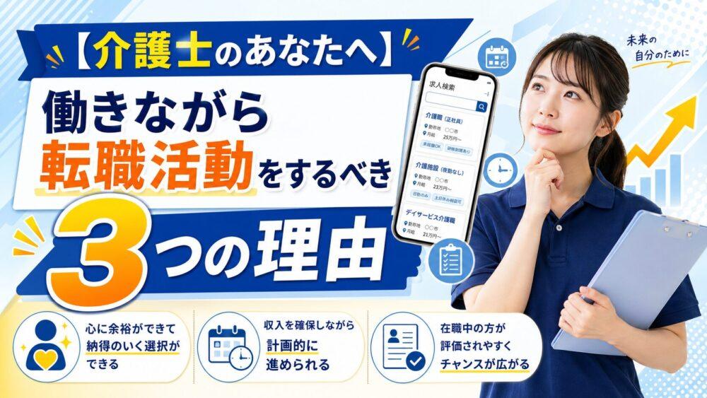 【介護士のあなたへ】働きながら転職活動をするべき3つの理由