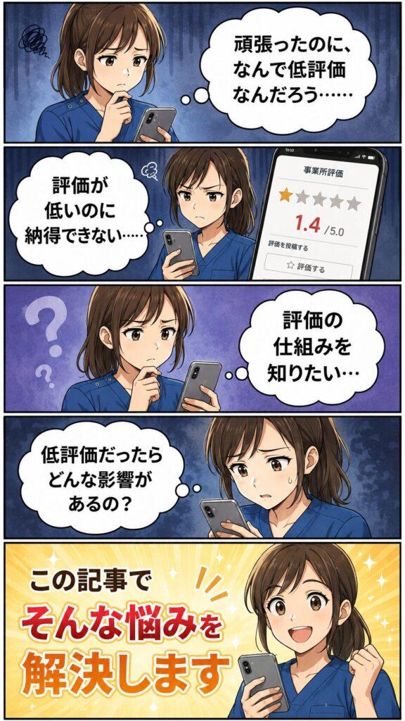 カイテクの低評価に不満の女性のイメージ画像