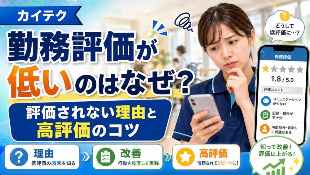 カイテクで勤務評価が低いのはなぜ？｜評価されない理由と高評価のコツ