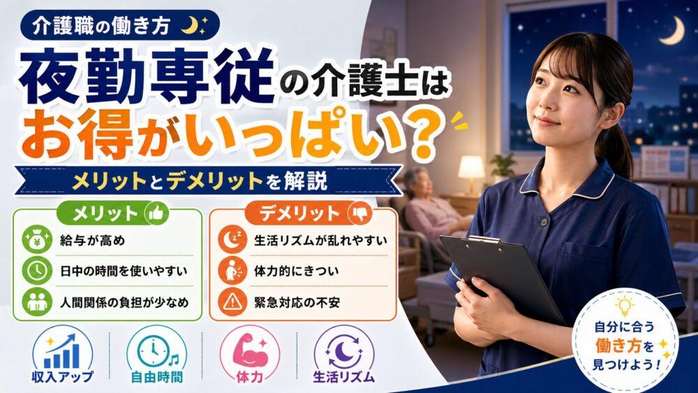 夜勤専従の介護士はお得がいっぱい？メリットとデメリットを解説