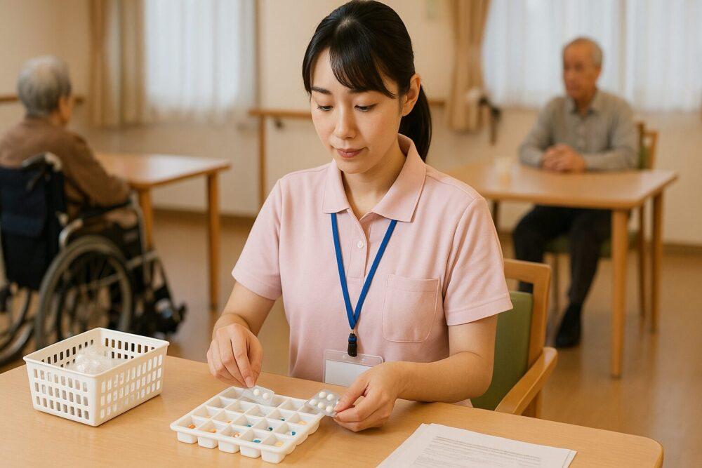 薬の管理を徹底する介護士のイメージ画像