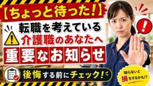 【ちょっと待った！】転職を考えている介護職のあなたへ重要なお知らせ