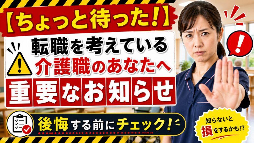 【ちょっと待った！】転職を考えている介護職のあなたへ重要なお知らせ