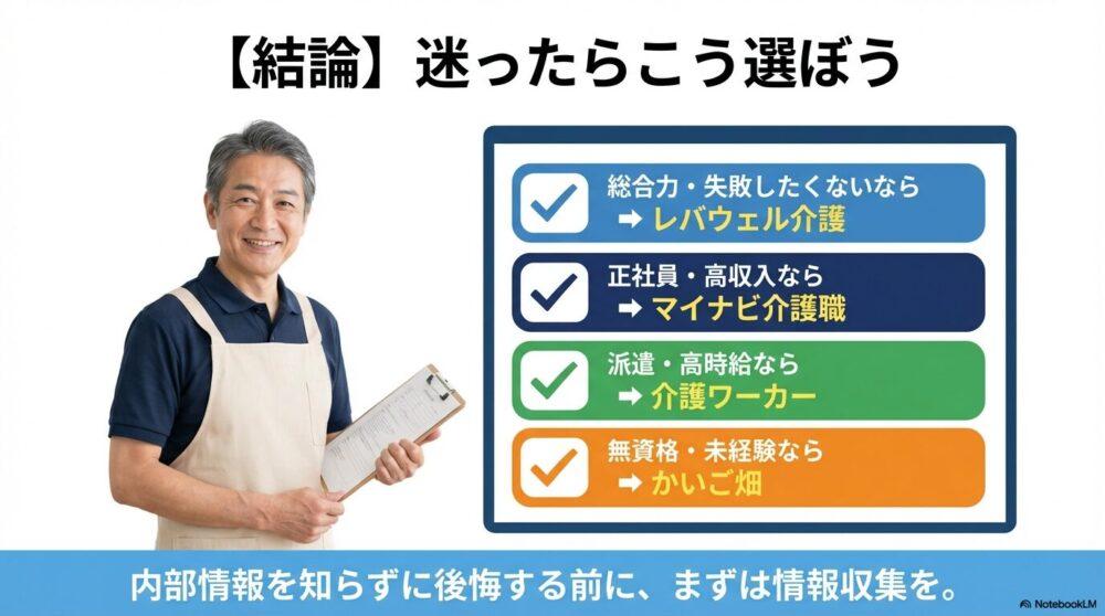 介護職の転職エージェントの選び方の結論
