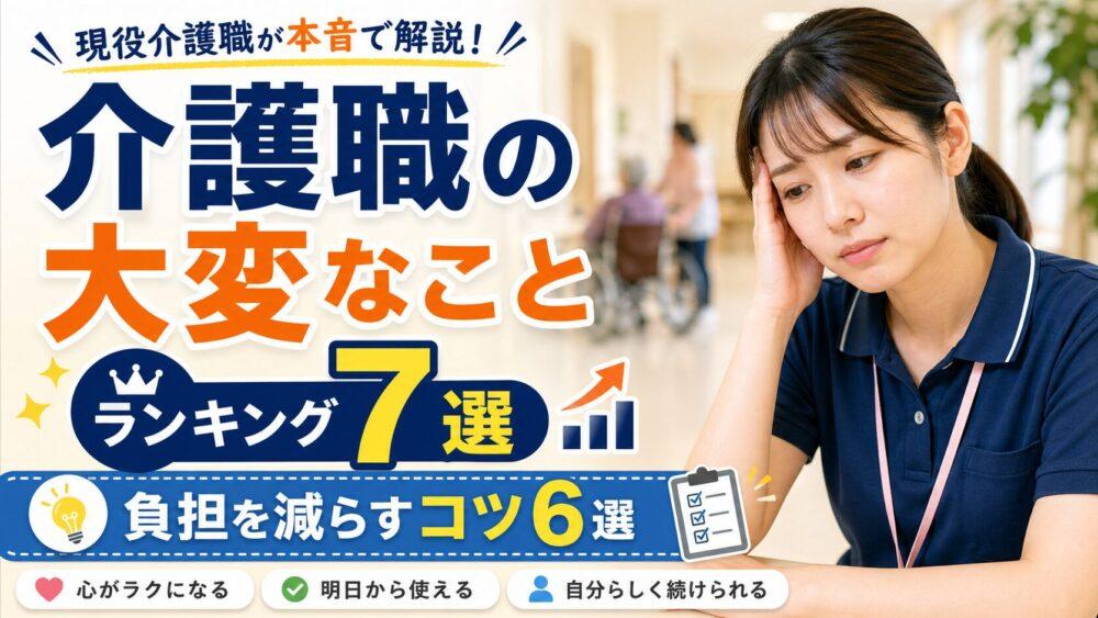 介護職の大変なことランキング7選｜負担を減らすコツ6選を現役介護士が紹介