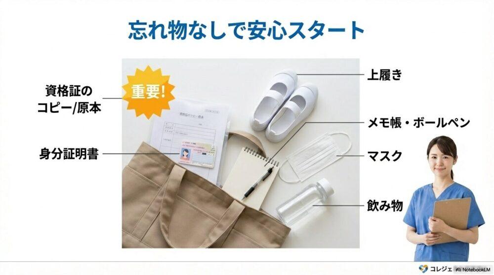 カイテクの単発バイトに行くときの持ち物を説明する図解