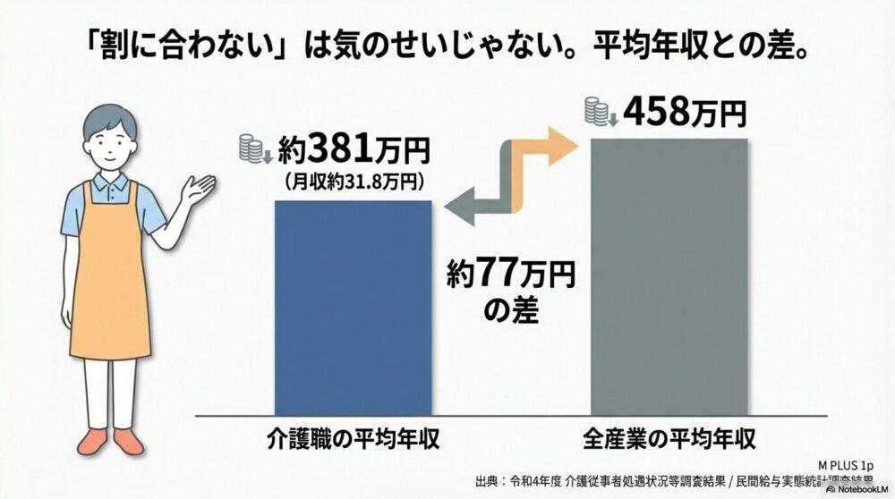 介護士の年収格差を説明する図解