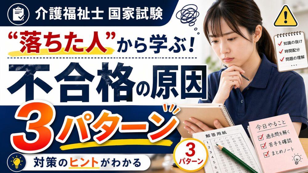 【介護福祉士 国家試験】“落ちた人”から学ぶ！不合格の原因3パターン
