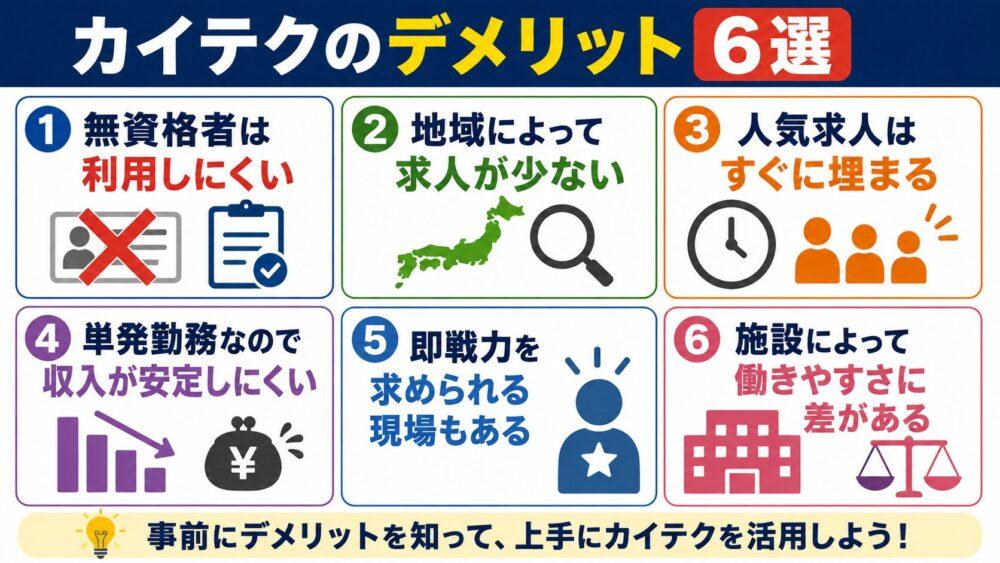 カイテクのデメリット【6選】を説明する図解