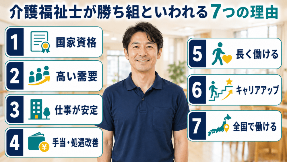 介護福祉士が勝ち組といわれる7つの理由を説明する画像