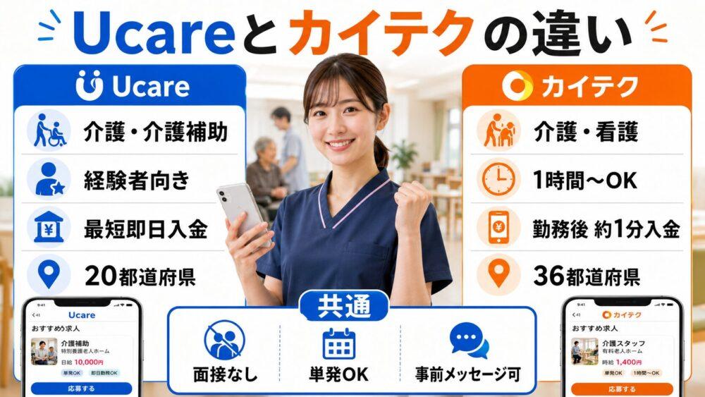 Ucareとカイテクの違いを比較する画像