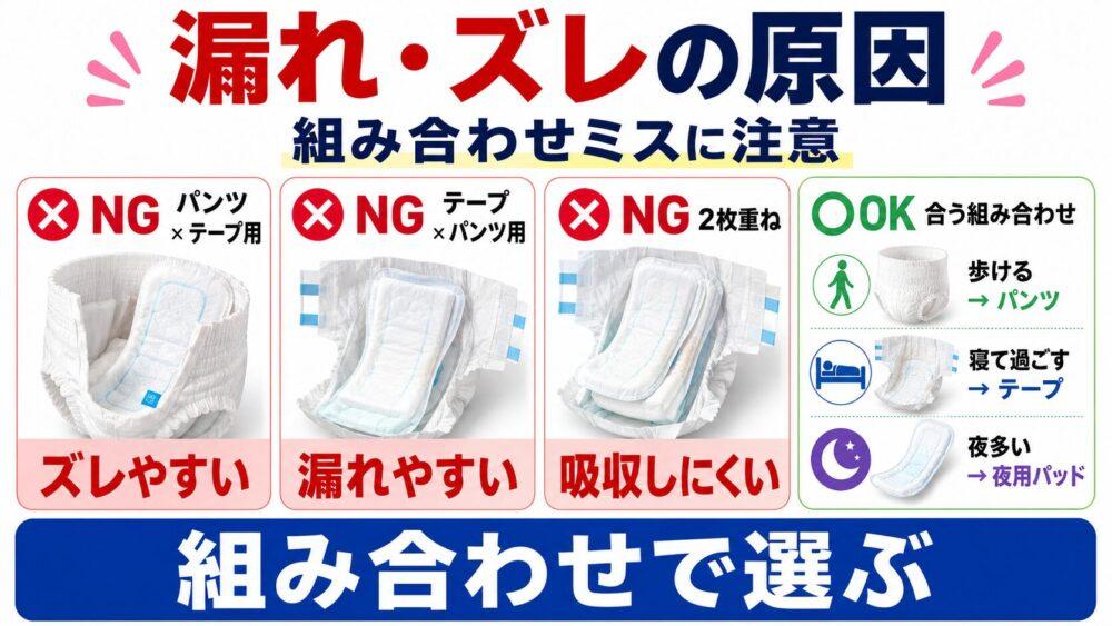 間違った組み合わせだと漏れやズレの原因になる