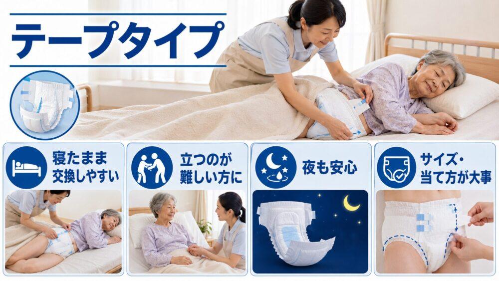 テープタイプの特徴について説明する画像