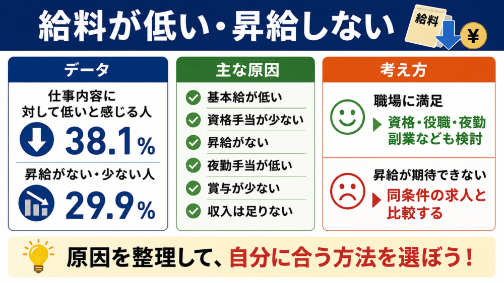 給料が低い・昇給しないを説明する画像