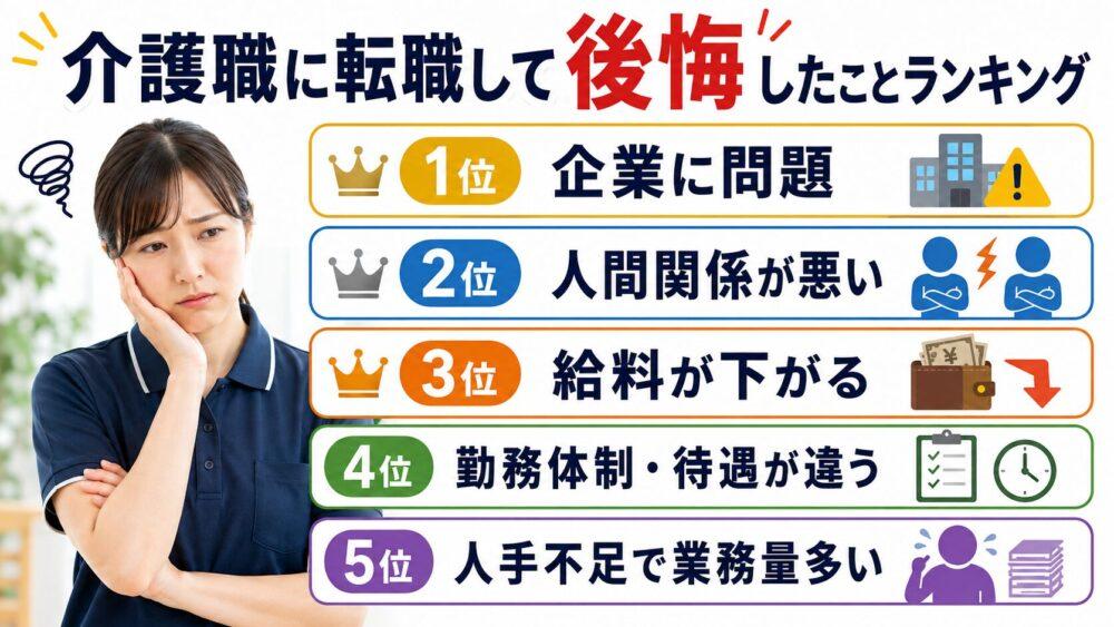 介護職に転職して後悔したことランキングの画像