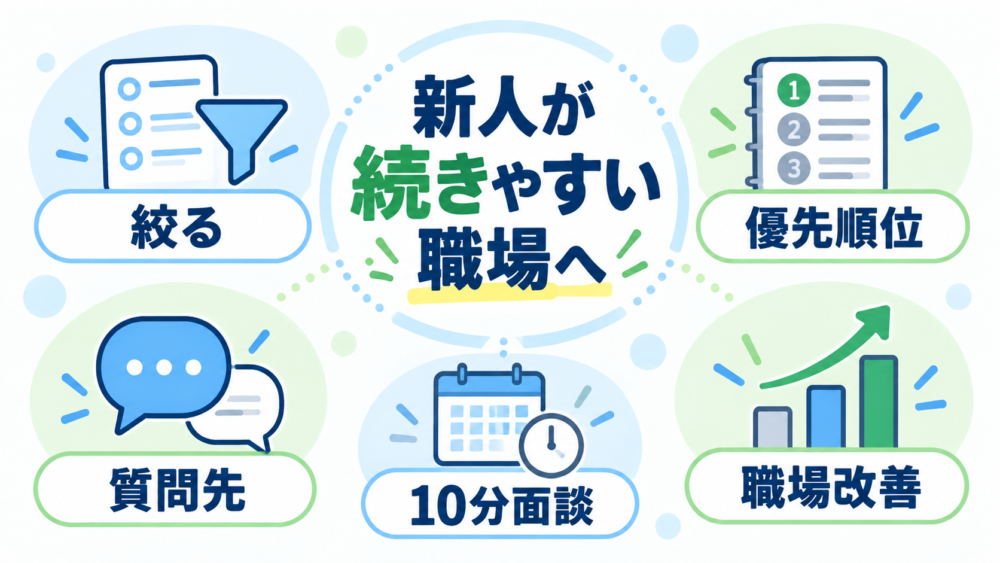 【新人が定着しやすくなる5つの対策】