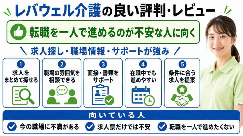 レバウェル介護の良い評判・レビューの図解