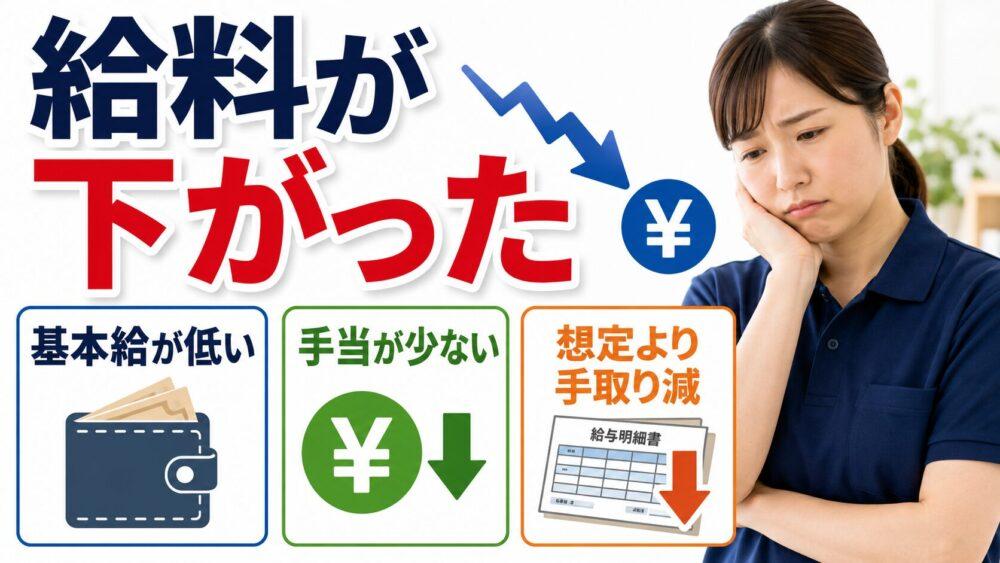 給料が下がったことを説明する画像
