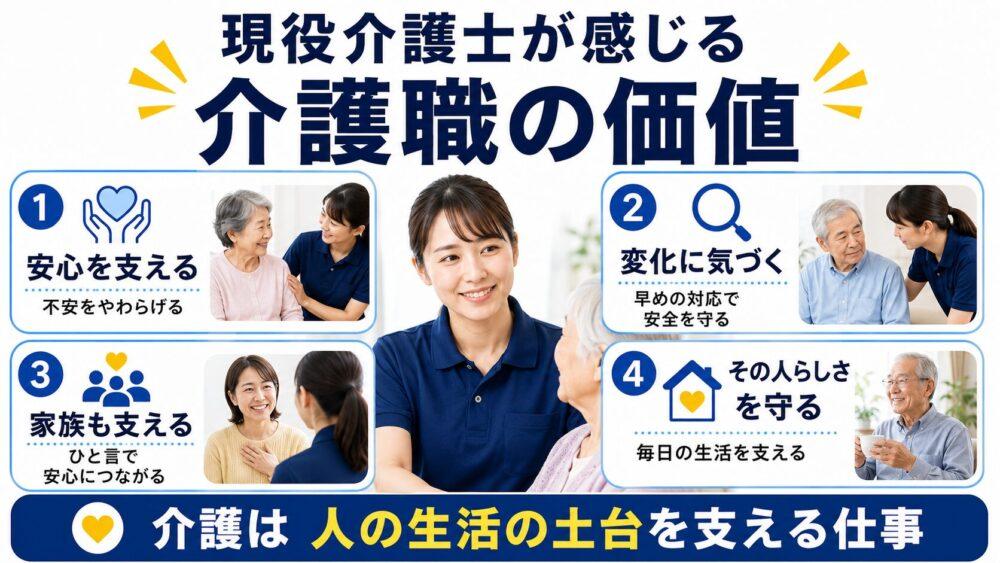 現役介護士が感じる介護職の価値を説明する画像