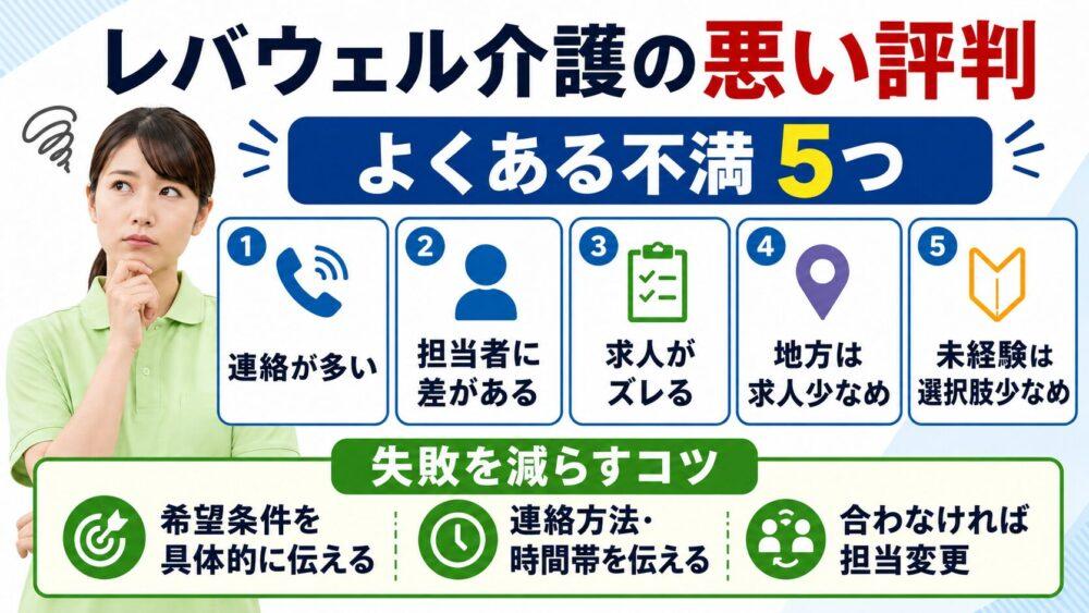 レバウェル介護の悪い評判・レビューの図解