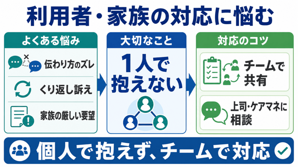 利用者・家族の対応に悩むを説明する画像
