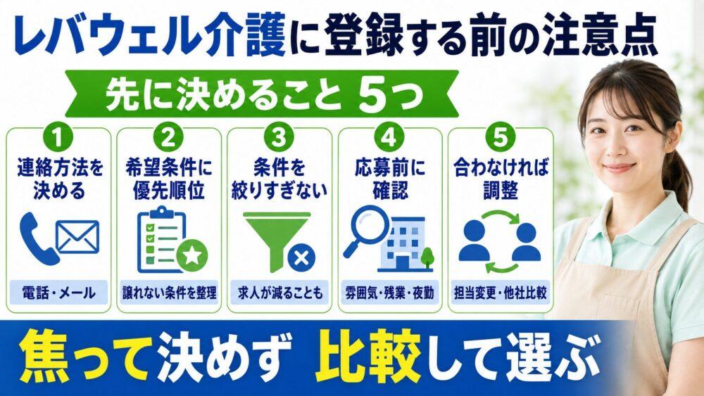レバウェル介護に登録する前の注意点の図解