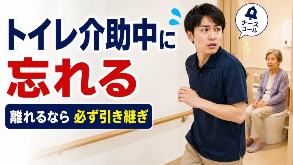 失敗エピソード3．トイレ介助中の利用者さんを忘れるを説明する画像