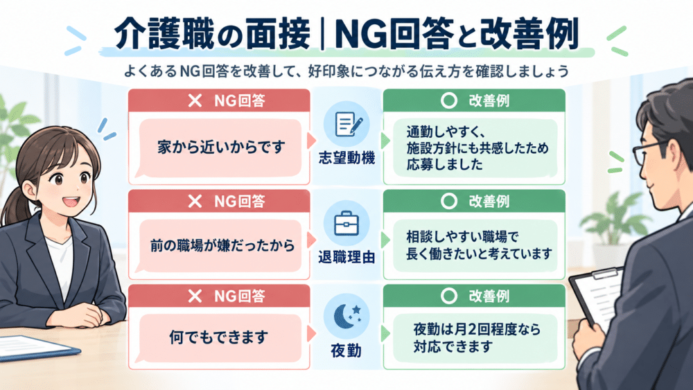 介護職の面接｜NG回答と改善例