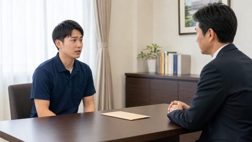 介護職が退職を伝えるイメージ画像