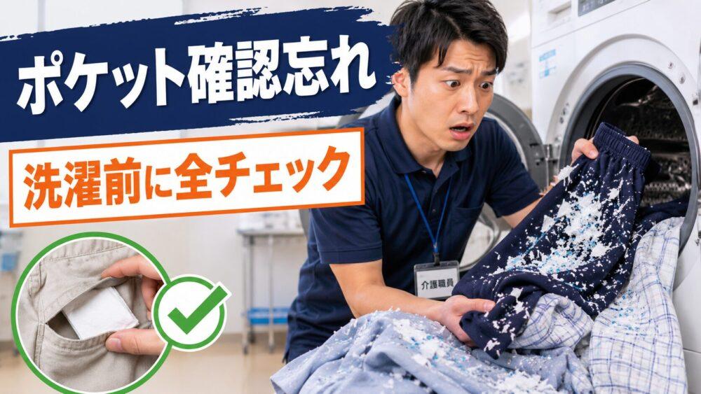 失敗エピソード10．ポケットを確認せずに洗濯するを説明する画像