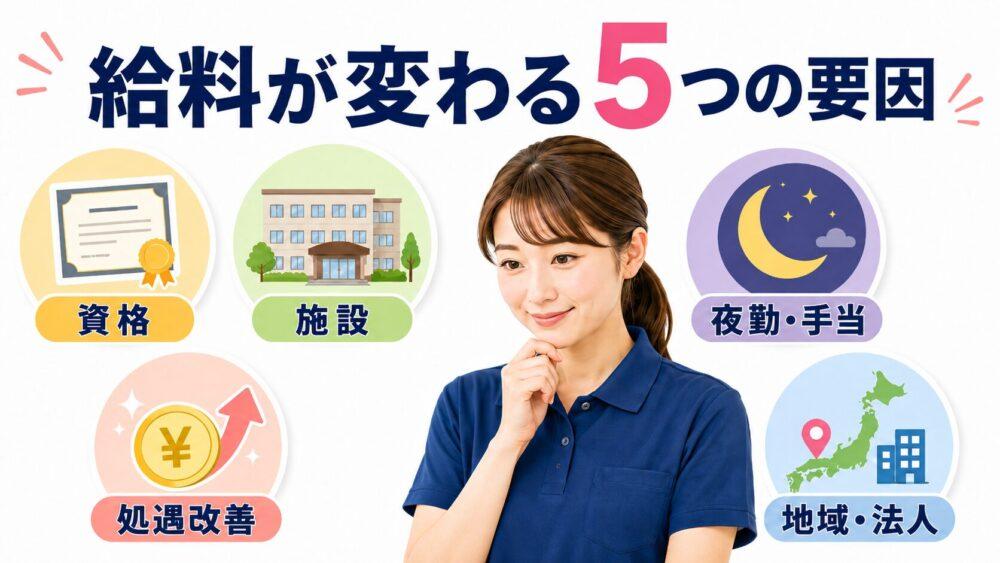 介護職の給料は何によって変わるのかを説明する画像