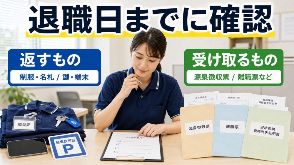 退職日までに返すもの・受け取るものを説明する画像