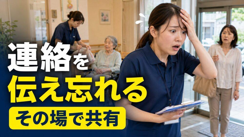 失敗エピソード14．家族からの連絡をほかの職員へ伝え忘れるを説明する画像