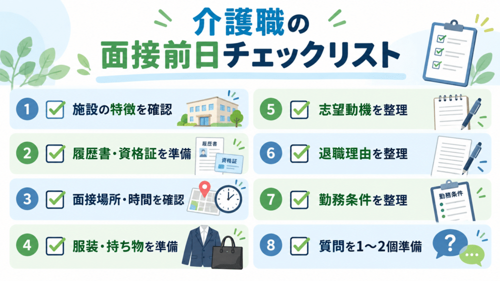 介護職の面接前日チェックリスト