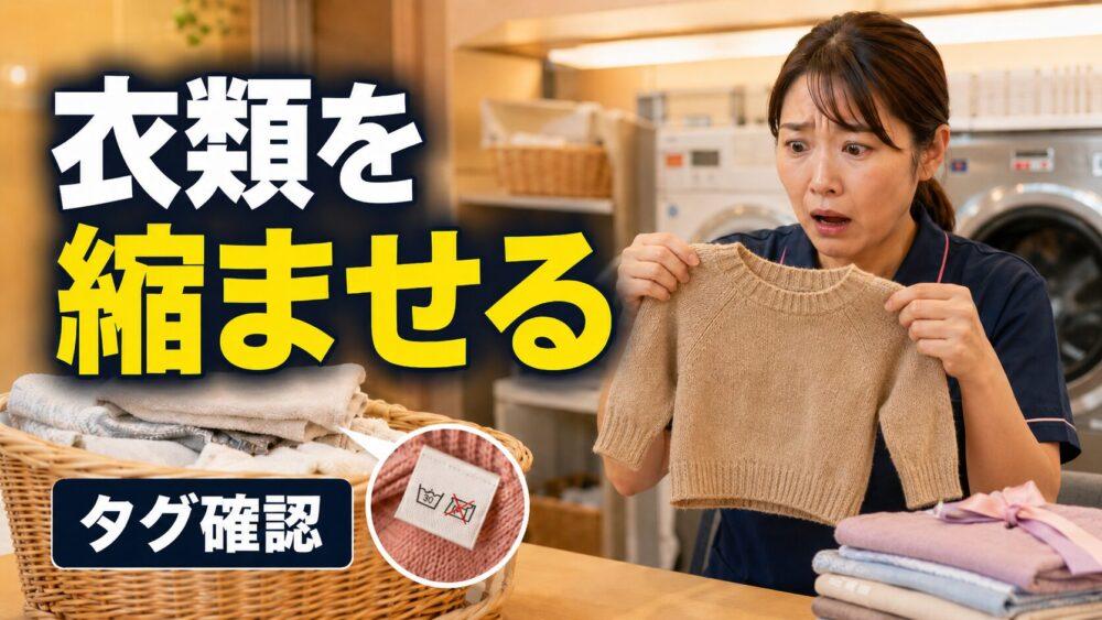 失敗エピソード9．衣類を洗濯して縮ませるを説明する画像