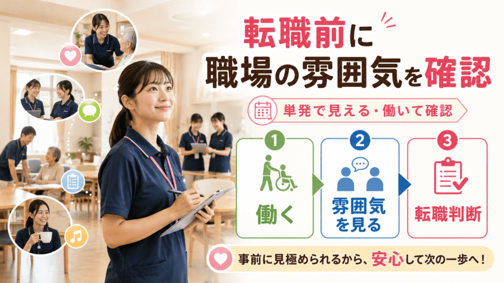 転職前に職場の雰囲気を確認できることを説明する画像